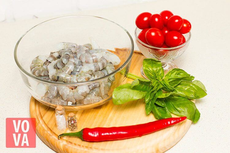 Ингредиенты для пасты с креветками