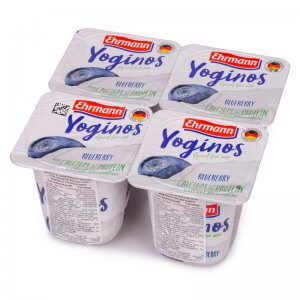 йогурт из обезжиренного молока yoginos черника 0,1% жира тм ehrmann 400г